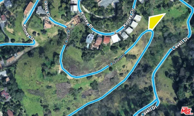 an aerial view of a swimming pool