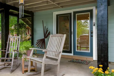 a view of an outdoor space with seating area