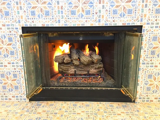 a view of a fireplace