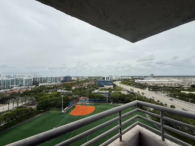 a view of city from terrace with seating space