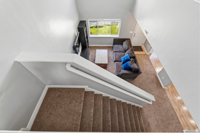 1165 West 100 South Springville, UT 84663 - Photo 23 of 28 Staircase featuring carpet and baseboards