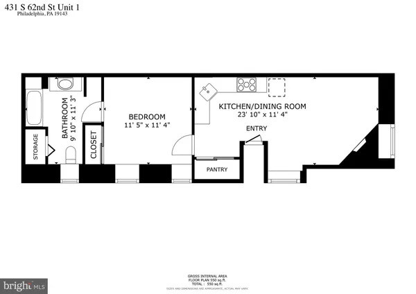 $1,275 | 431 South 62nd Street, Unit 1, Philadelphia, PA 19143
