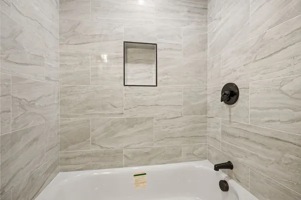 a bathroom with a bathtub