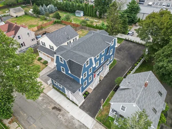 an aerial view of a house