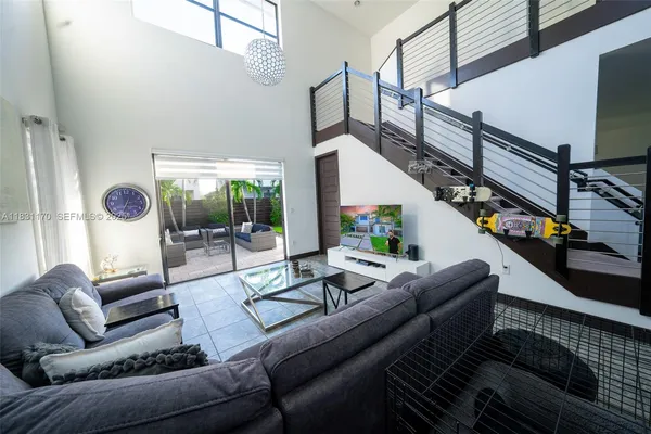 a living room with furniture