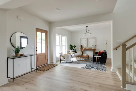 a living room with furniture