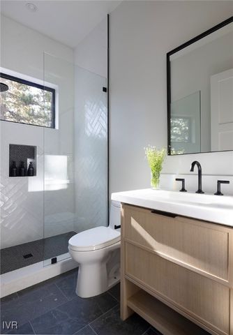 a bathroom with a sink a toilet and mirror
