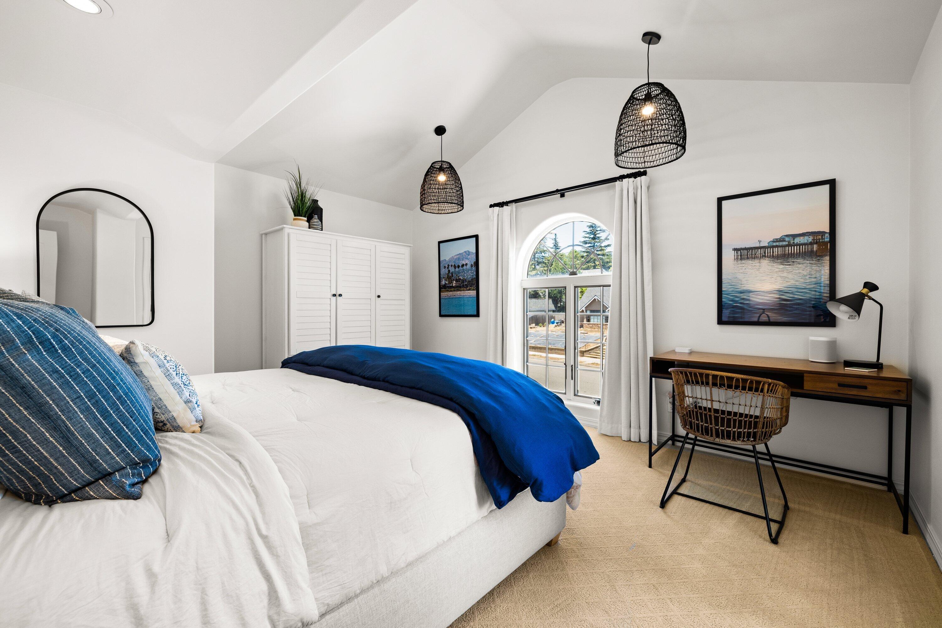 5329 University Drive Santa Barbara, CA 93111 - Photo 32 of 51 a bedroom with a bed and a flat screen tv