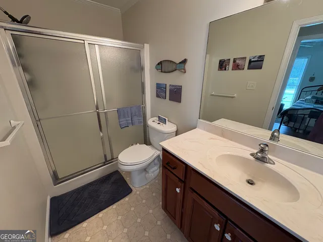 a view of a balcony with chair