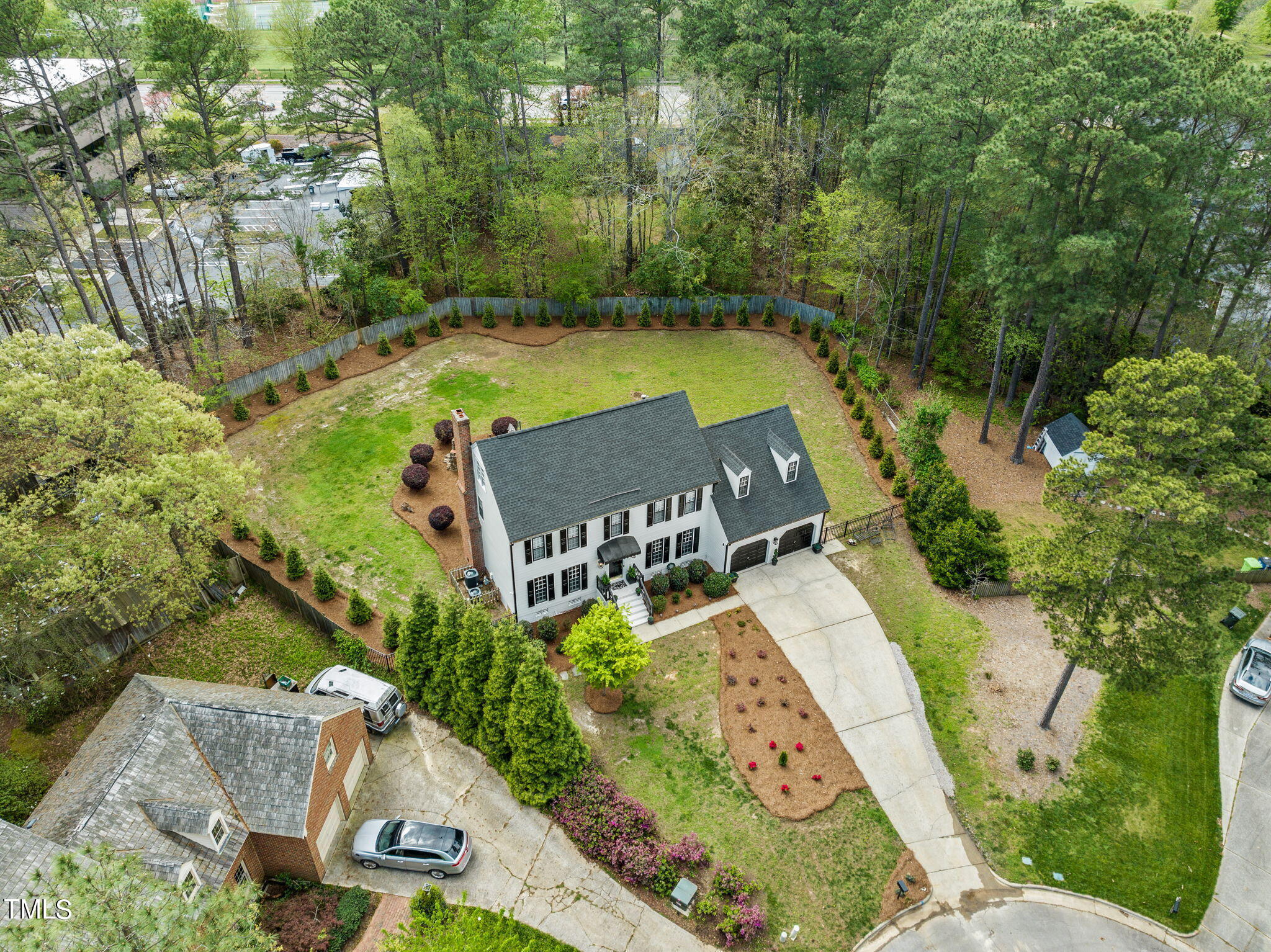 7201 Birchbark Court Raleigh, NC 27615 - Photo 44 of 52 an aerial view of a house with swimming pool and garden