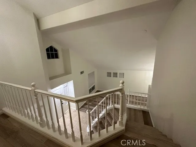 a view of small space with a fan