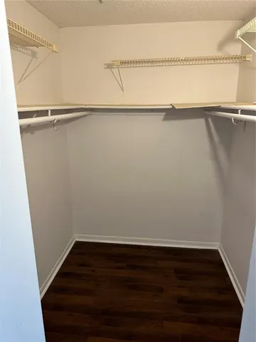 a view of an empty walk in closet