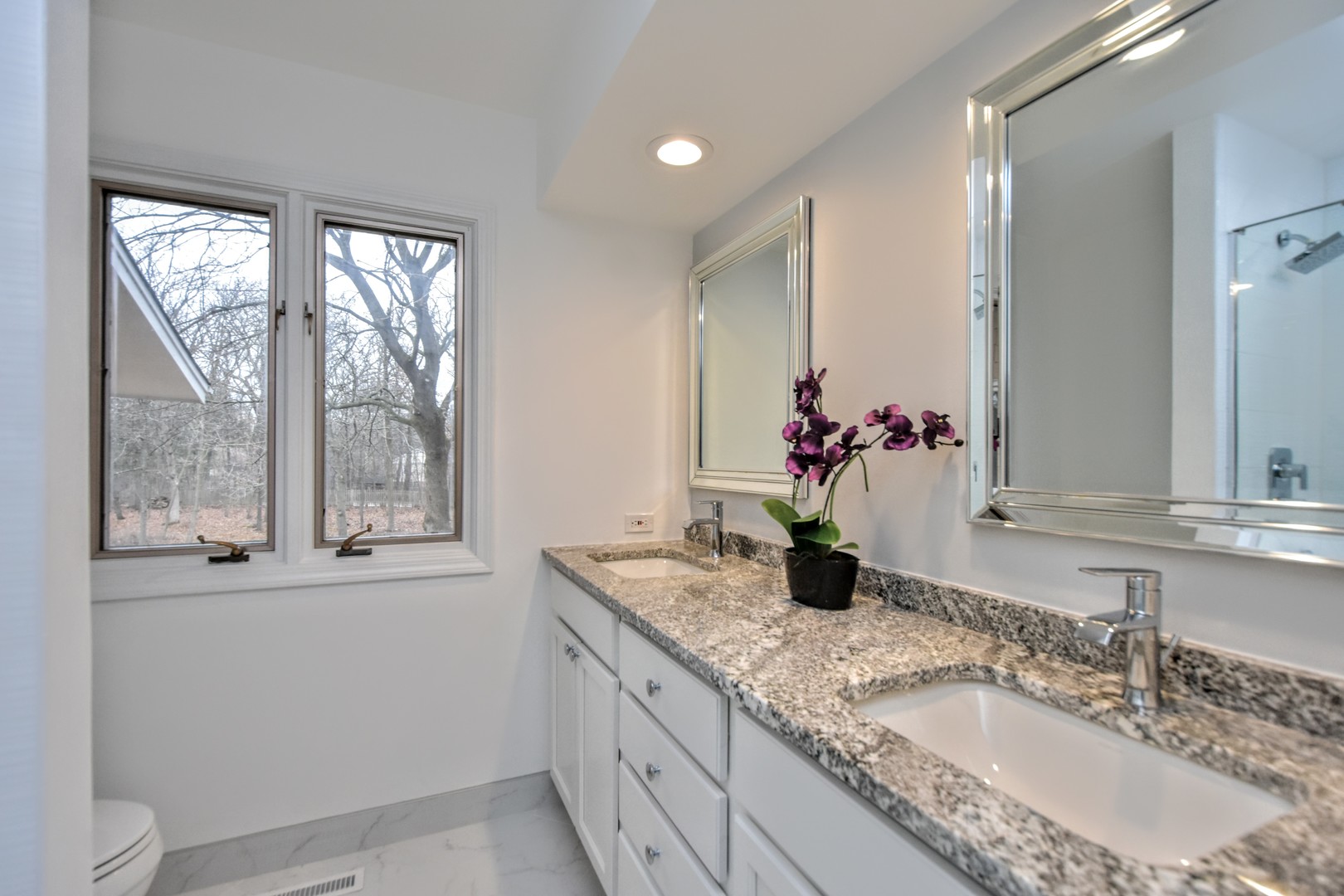 793 Cherokee Road Lake Forest, IL 60045 - Photo 25 of 39 a bathroom with a granite countertop sink and a mirror
