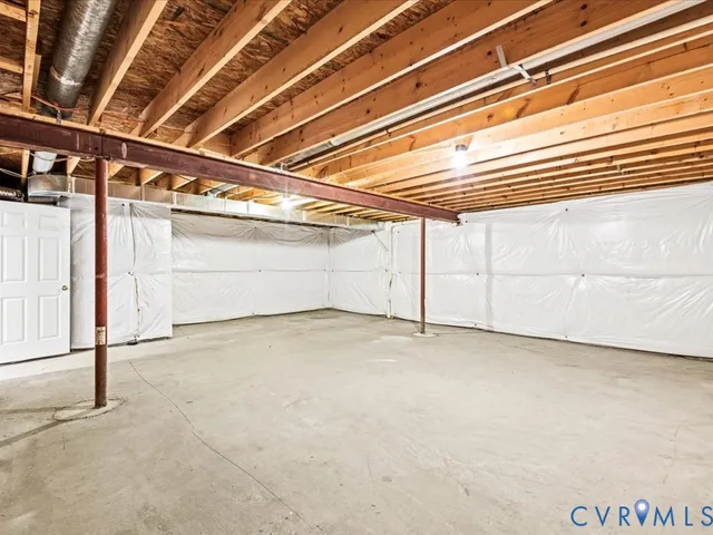 a view of a room with racks on the wall