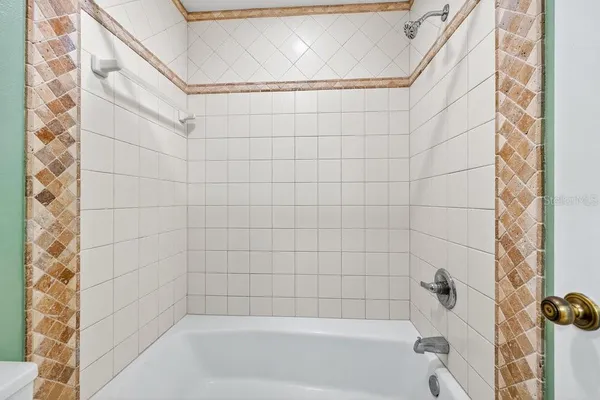 a bathroom with a bathtub