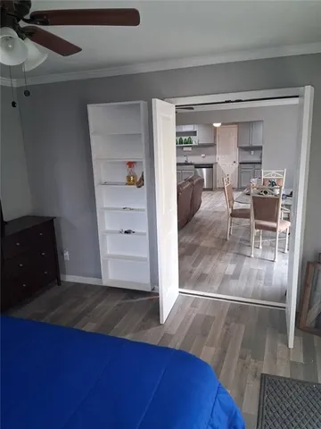 a view of a living room and dining room