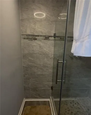 a bathroom with a shower