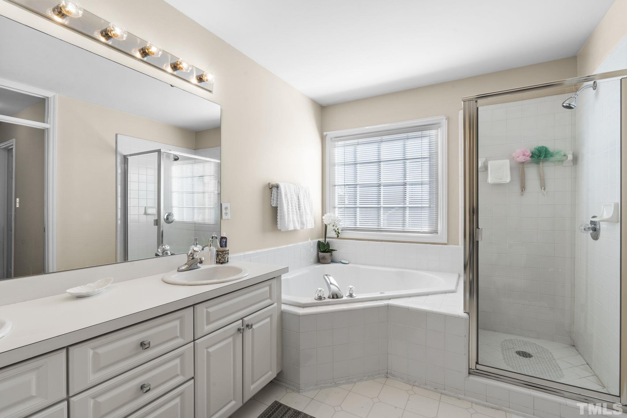 8201 Hempshire Place, Unit 101 Raleigh, NC 27613 - Photo 11 of 15 a bathroom with a tub a sink and mirror