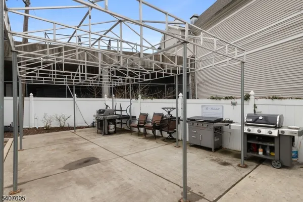 a view of a garage with chairs