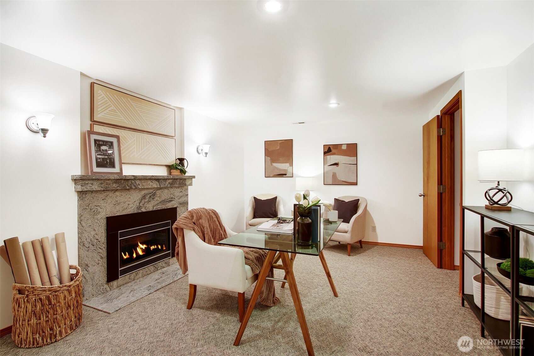 3236 32nd Avenue West Seattle, WA 98199 - Photo 18 of 33 a living room with furniture and a fireplace
