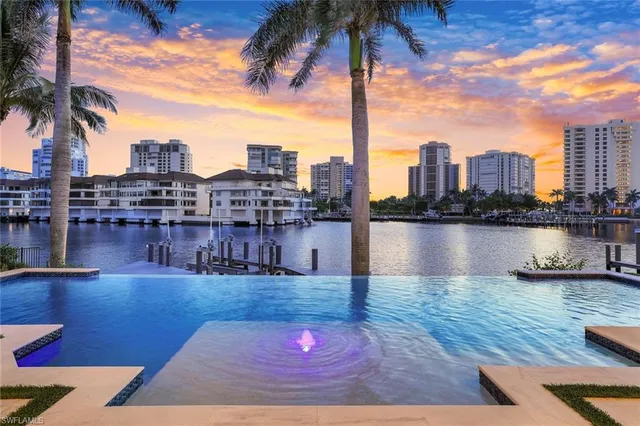a view of a terrace with city view