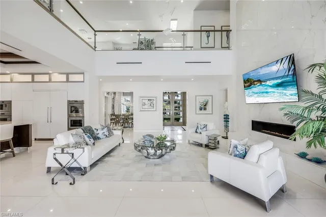 a living room with furniture