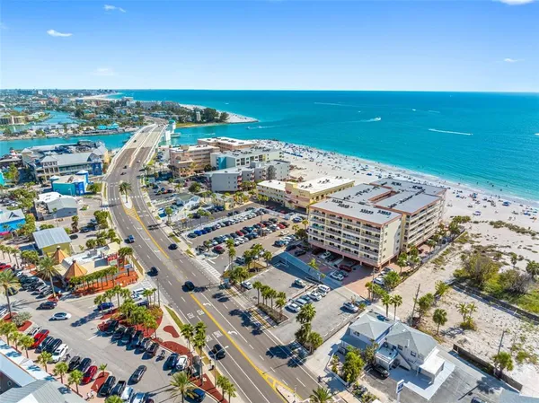 a view of a lake with a city