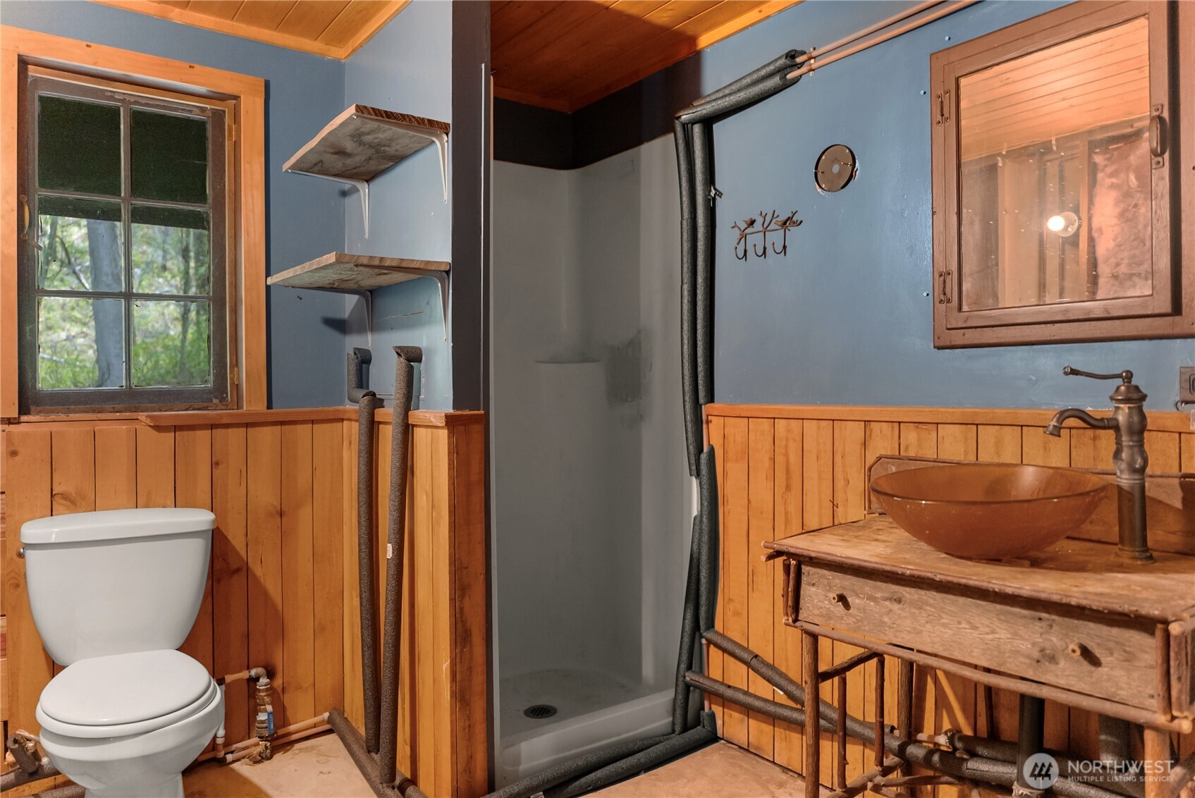 211 West Buttermilk Creek Road Twisp, WA 98856 - Photo 22 of 40 a bathroom with a sink a toilet and shower