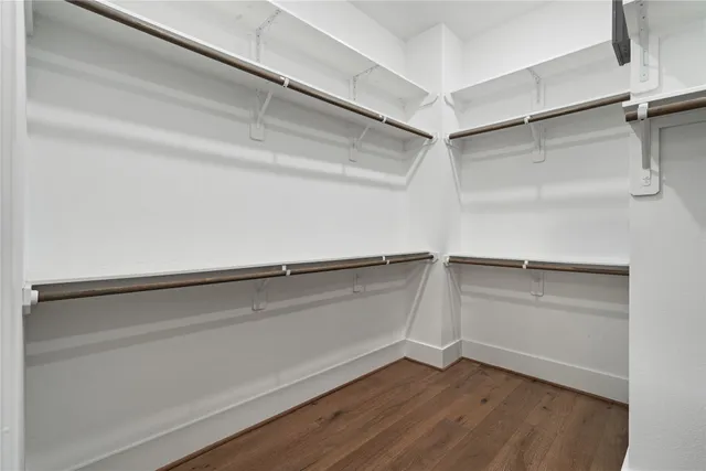 a view of an empty walk in closet