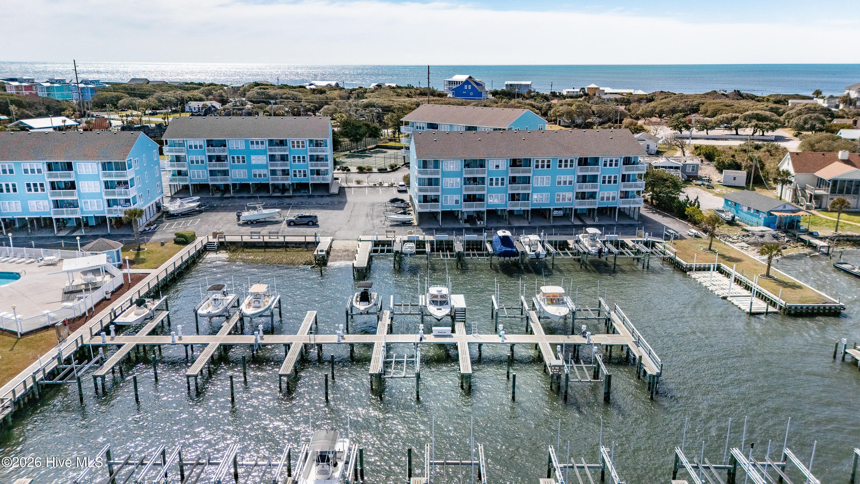 1010 Salter Path Road, Unit 33 Indian Beach, NC 28512 - Photo 40 of 52 aerial view of marina