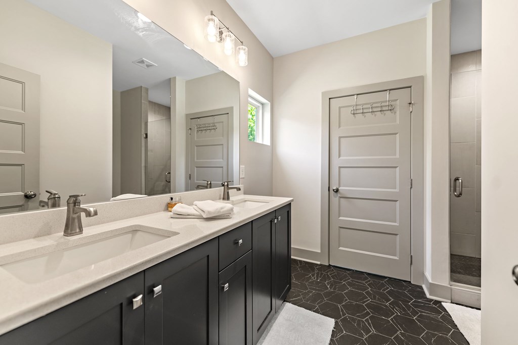 82 Circle Drive Morganton, GA 30560 - Photo 20 of 37 a bathroom with a granite countertop sink and a mirror