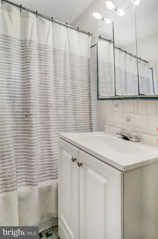 a bathroom with a sink and a shower