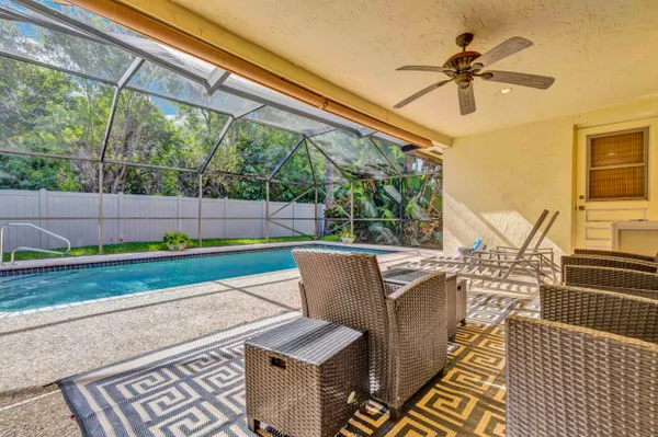 a view of outdoor space with seating