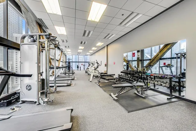 a view of a room with gym equipment