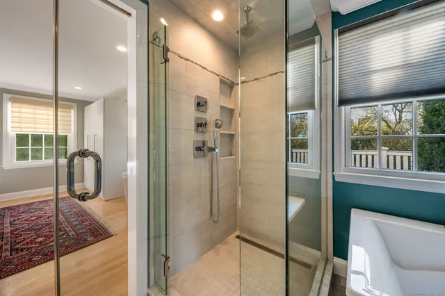 a storage room with washer and dryer