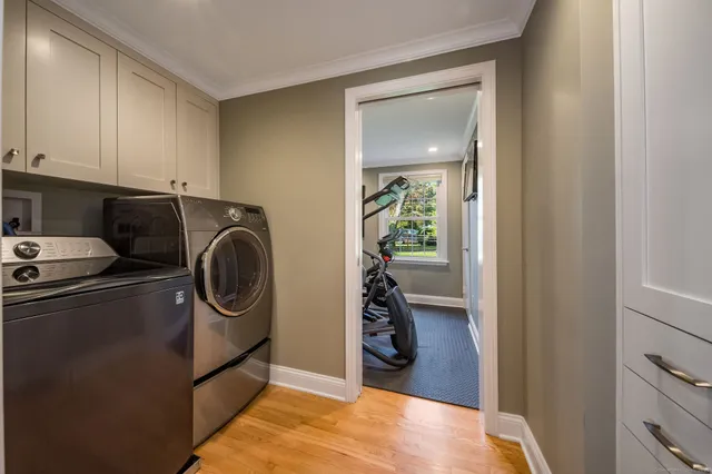 a view of entryway with wooden floor