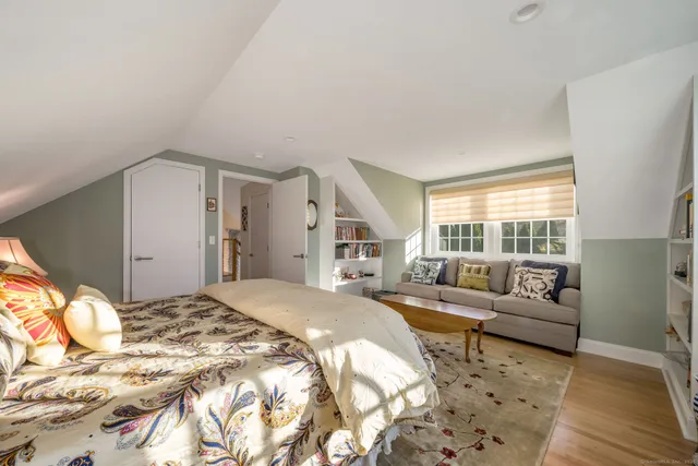 a view of balcony with furniture