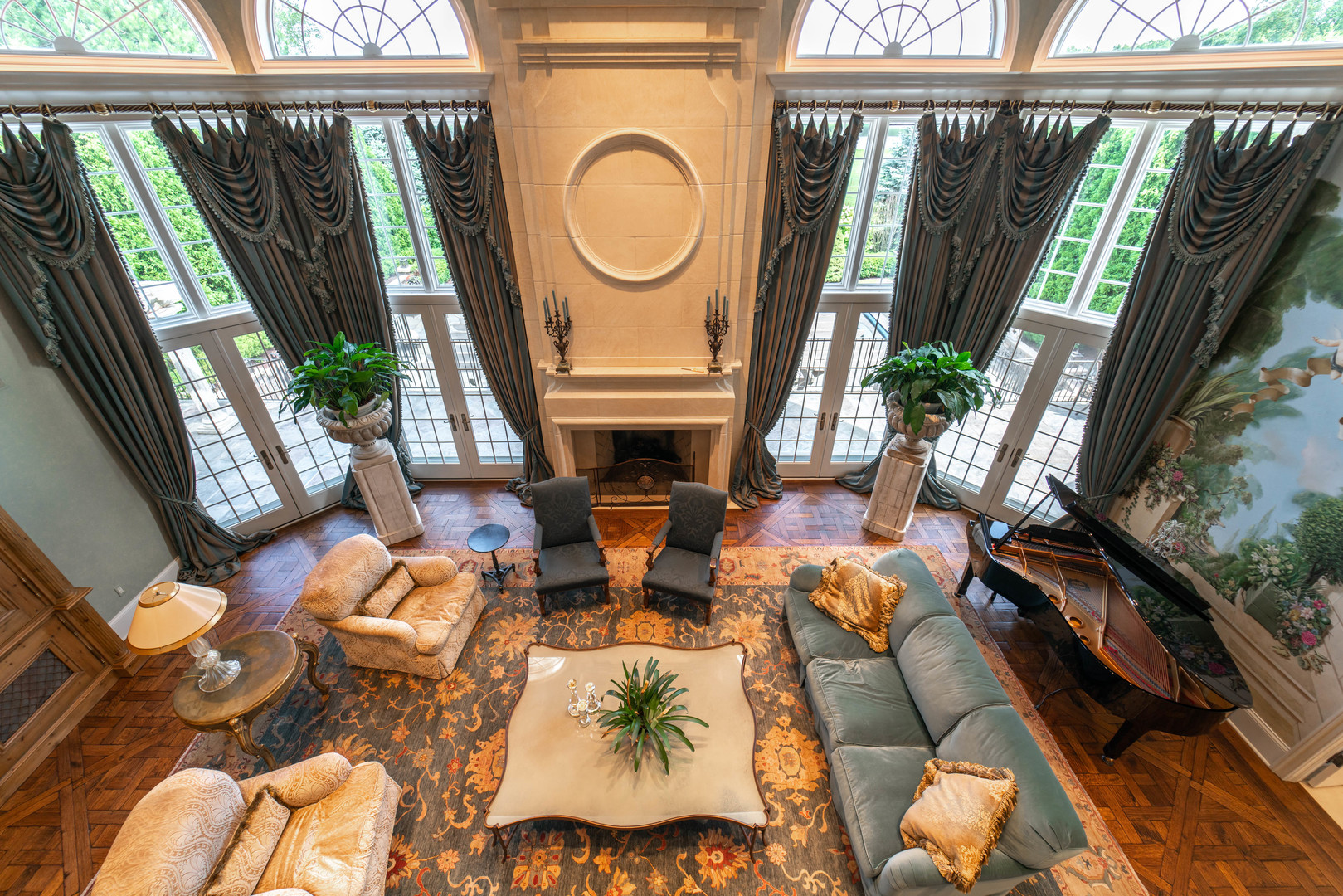 228 East Goodenow Road Beecher, IL 60401 - Photo 14 of 79 a living room with furniture a fireplace and a floor to ceiling window