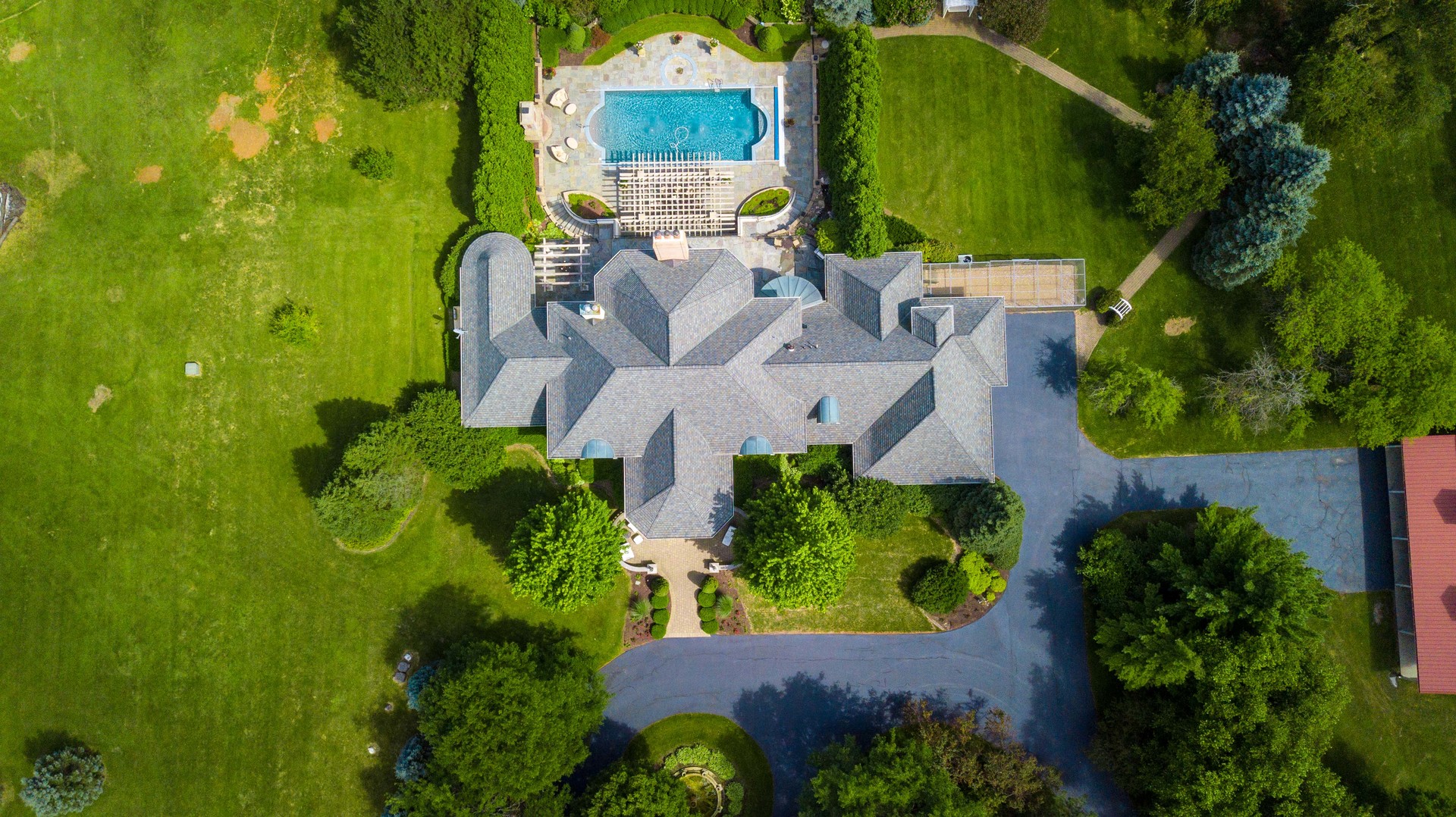 228 East Goodenow Road Beecher, IL 60401 - Photo 79 of 79 an aerial view of a house with swimming pool and garden