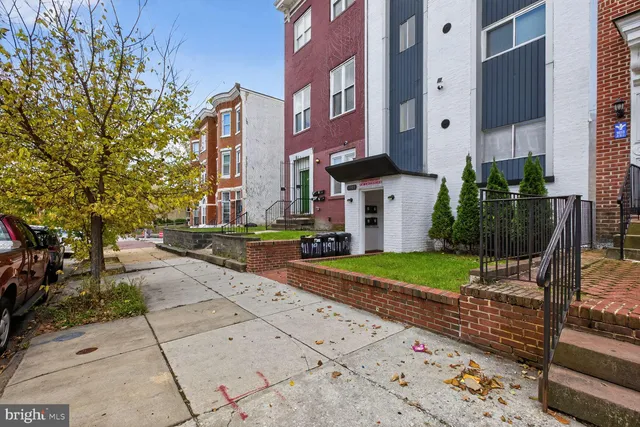 front view of a brick building