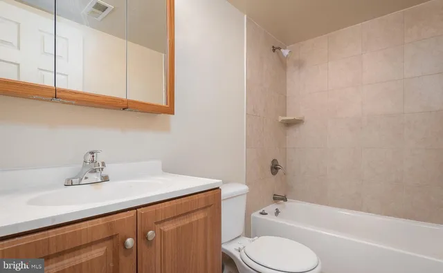 a bathroom with a sink a toilet and bathtub