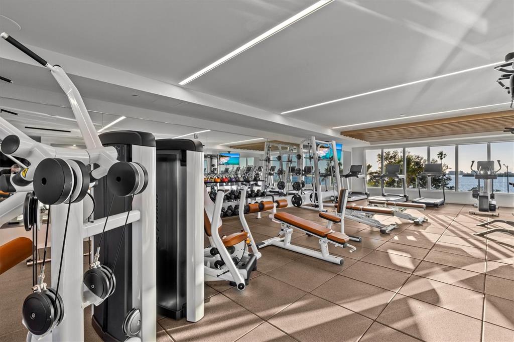 1020 Sunset Point Road, Unit 510 Clearwater, FL 33755 - Photo 43 of 44 a view of a room with gym equipment