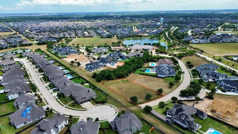 an aerial view of a highlighted house