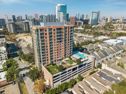 a city view with tall buildings