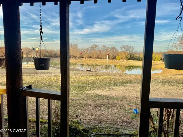 a view of a glass door with a from a window