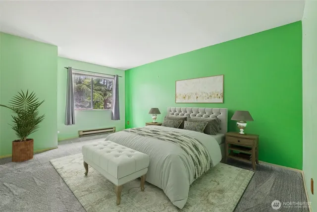 a view of an empty room with window and closet