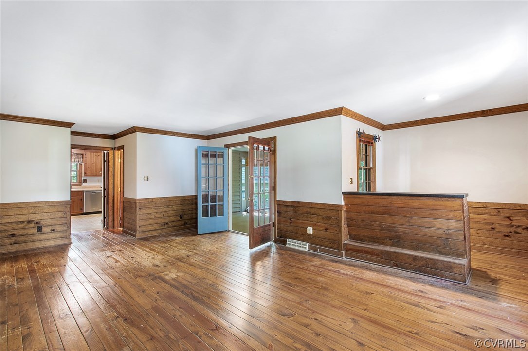 Family room with wet bar.