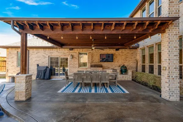 a view of porch with seating space