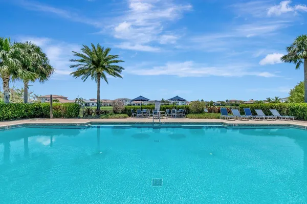 a view of an outdoor space and swimming pool