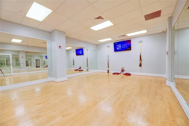 a view of a room with gym equipment